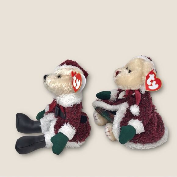 Ty SantaBear & Mrs Santabear 2 SET Beanie Babies 2000 Christmas Decor - Picture 3 of 9
